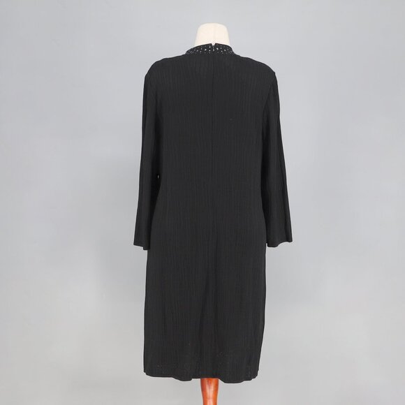 NWT MISOOK Embellished Mock Neck Shift Knit Dress Long Sleeve Black Size L - Picture 4 of 9